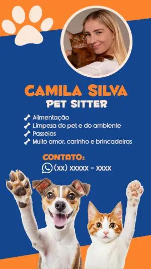Cartão de Visita Pet Sitter com Foto para Editar e Imprimir