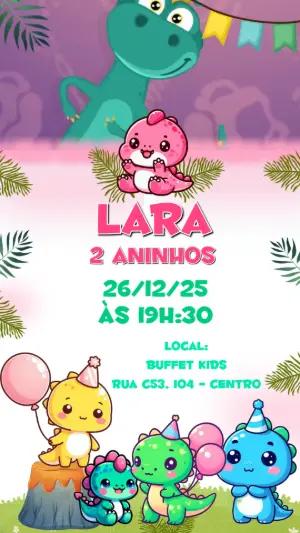 Convite Animado Aniversário Dinossauros Baby para Editar