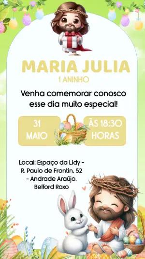 Convite Aniversário Infantil Páscoa com Jesus