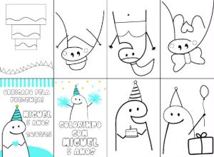 Mini Livro de Colorir Flork Aniversário para Editar Online