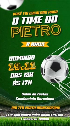 Convite de Aniversário Futebol com Bola na Rede para Editar