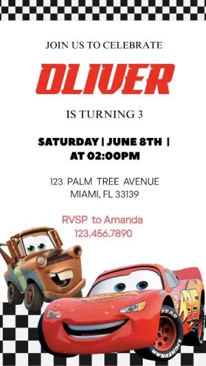 Disney Cars Birthday Invitation | Editable Digital Template