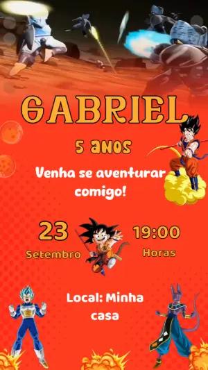 Convite Animado Aniversário Dragon Ball Z para Editar Online