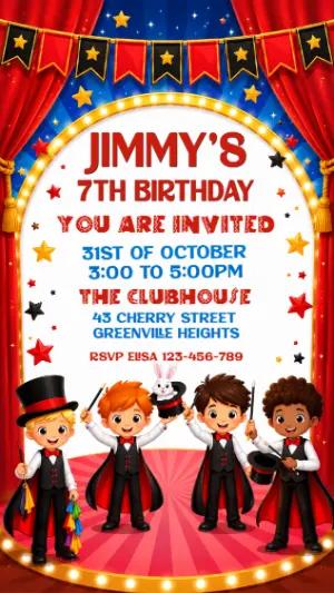Magic Show Birthday Party Invitation | Editable Template