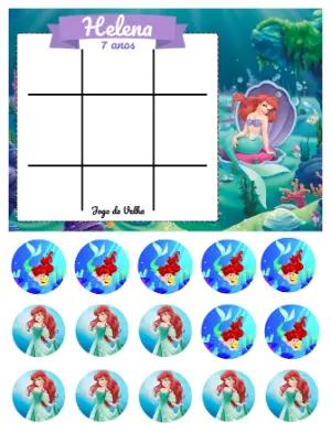 Jogo da Velha da Sereia para Aniversário - Modelo Editável