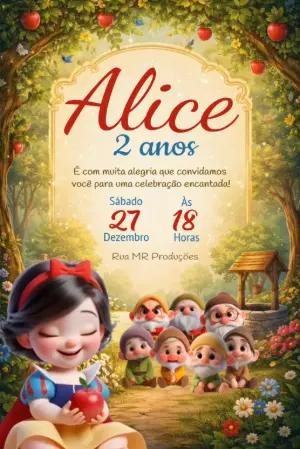 Vídeo Convite Animado Branca de Neve Baby para Editar