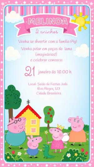 Convite de Aniversário Peppa Pig Fada para Editar