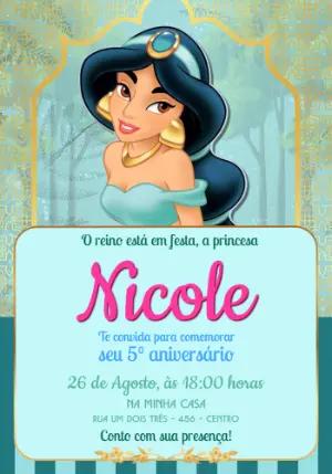 Convite Digital Aniversário Jasmine Tema Árabe para Editar