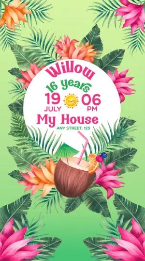 Editable Tropical Birthday Invitation Template