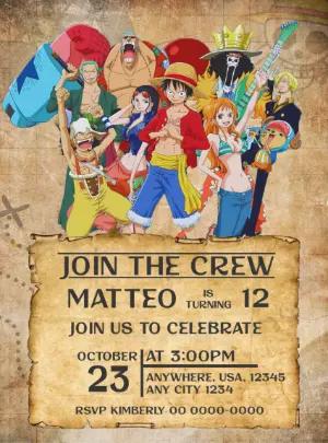 One Piece Pirate Crew Birthday Invitation | Editable Digital Card