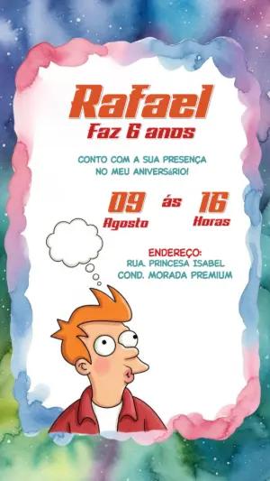 Convite de Aniversário Futurama com Fry para Editar Online