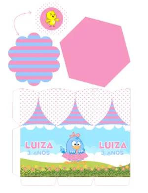 Centro de Mesa Galinha Pintadinha Rosa e Azul para Editar