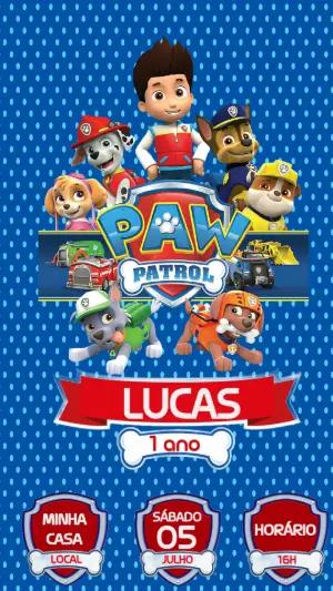 Convite de Aniversário Patrulha Canina para Editar Online