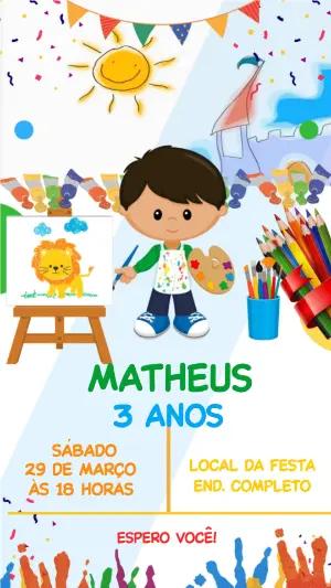 Convite Animado Aniversário Pintando o Sete para Editar Online