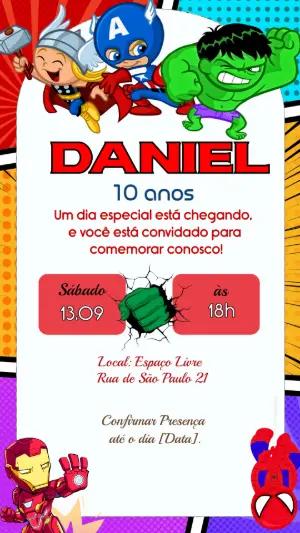 Convite de Aniversário Vingadores para Editar