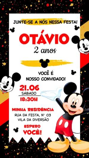 Convite de Aniversário Mickey Clássico para Editar Online