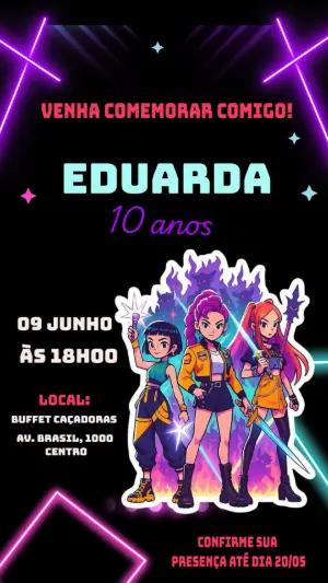 Convite de Aniversário Guerreiras do Kpop