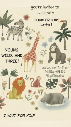 Safari Animals Birthday Invitation to Edit Online