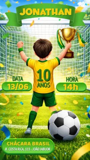 Convite de Aniversário Futebol Campeão Modelo Digital