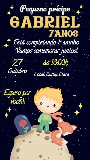 Convite de Aniversário Pequeno Príncipe Estrelado para Editar