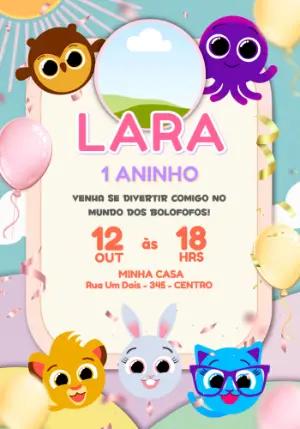 Convite de Aniversário Bolofofos Colorido para Editar