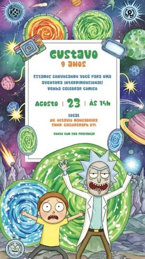 Convite Aniversário Rick e Morty para Editar Online
