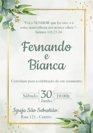 Convite de Casamento Folhagens Verdes para Editar Online
