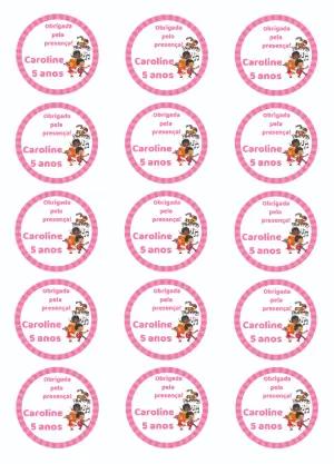 Adesivo Redondo 3 Palavrinhas Rosa Editável para Aniversário