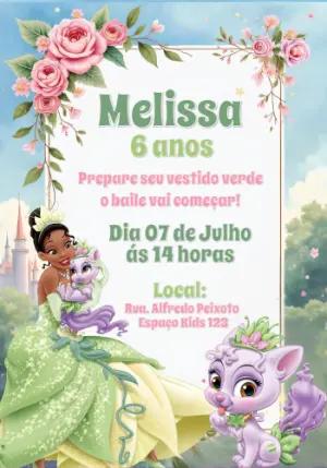 Convite de Aniversário Princesa e o Sapo para Editar Online
