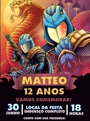 Convite de Aniversário Vilões de Ação Estilo HQ para Editar