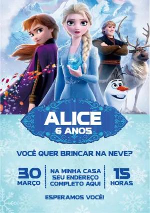 Convite de Aniversário Frozen 2 Azul para Editar Online