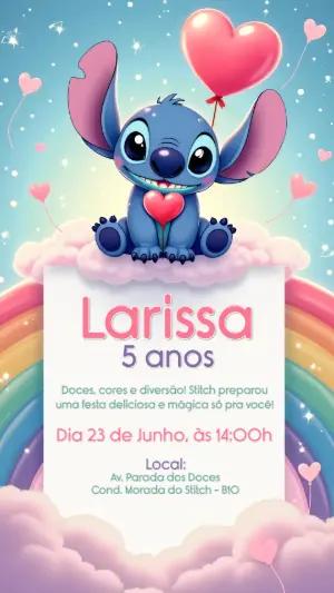 Convite de Aniversário Stitch Fofo para Editar Online