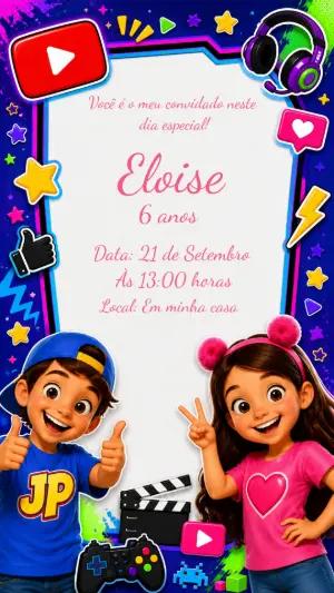 Convite de Aniversário Maria Clara e JP Digital para Editar