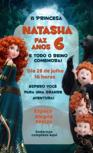 Convite de Aniversário Valente com Merida para Editar