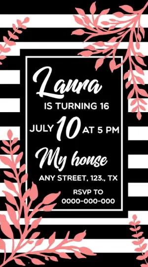 Modern 16th Birthday Invitation Editable Template