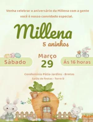 Convite Aniversário Coelhinho da Páscoa para Editar Online