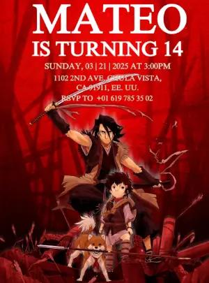 Anime Sword of the Stranger Birthday Invitation Editable Template