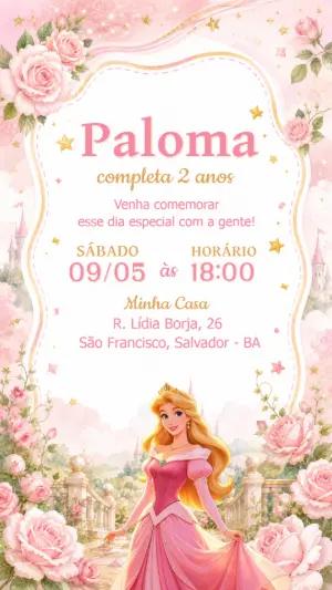 Convite Editável de Aniversário da Bela Adormecida