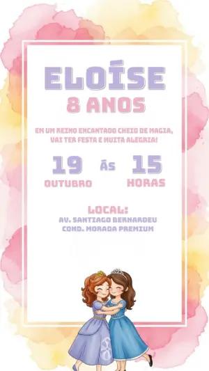 Convite de Aniversário Princesa Sofia para Editar Online