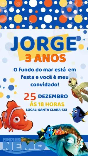 Convite Digital Aniversário Procurando Nemo para Editar