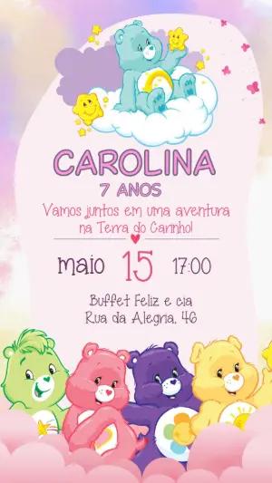 Convite de Aniversário Ursinhos Carinhosos para Editar Online