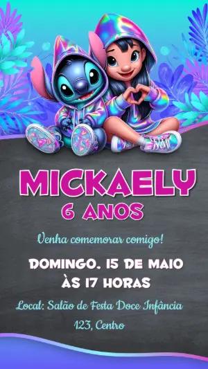 Convite de Aniversário Lilo & Stitch para Editar Online