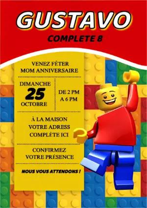 Invitation d'anniversaire Lego à modifier