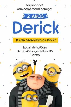 Convite de Aniversário Minions Divertido e Editável