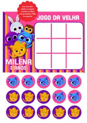 Jogo da Velha Bolofofos Editável para Aniversário Infantil