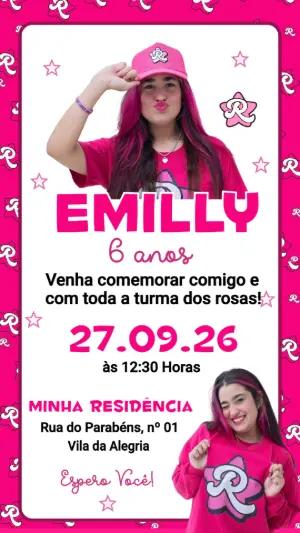 Convite de Aniversário Emily Vick dos Rosas para Editar