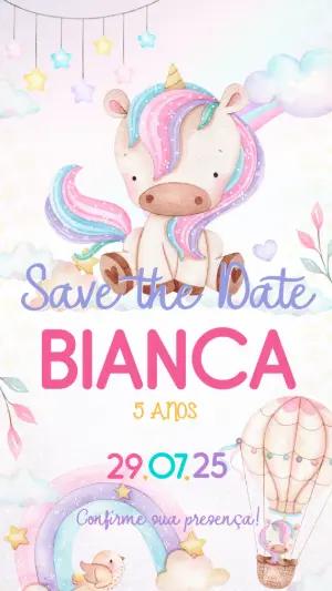 Save the Date Unicórnio Aquarela para Editar Online