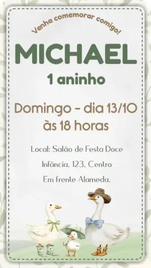 Convite Aniversário Patinho Aquarela para Editar Online
