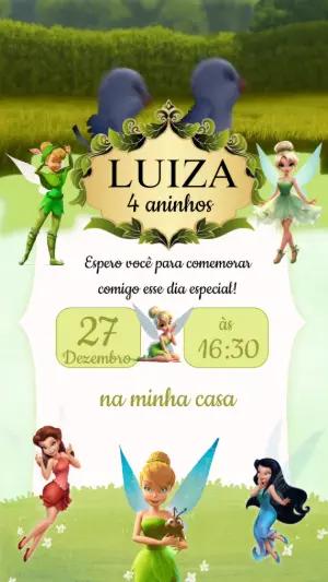 Convite Animado Aniversário Sininho Tinker Bell para Editar