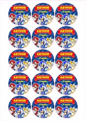 Adesivo para Pirulito Sonic de Aniversário para Editar